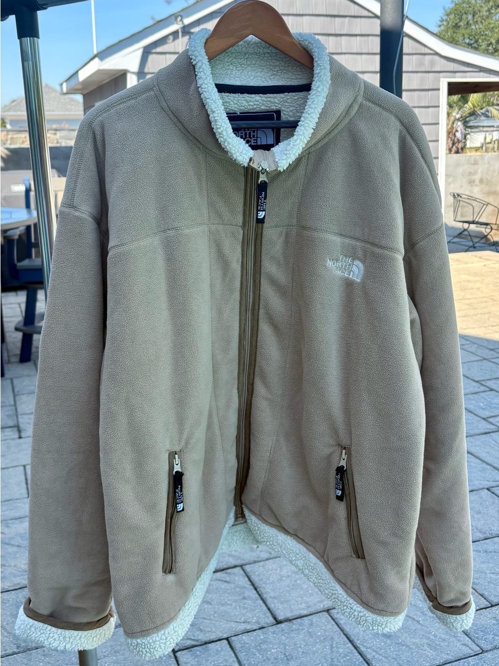 The North Face Men's Tan Fleece Summit Series with Cream Sherpa Trim Waterproof